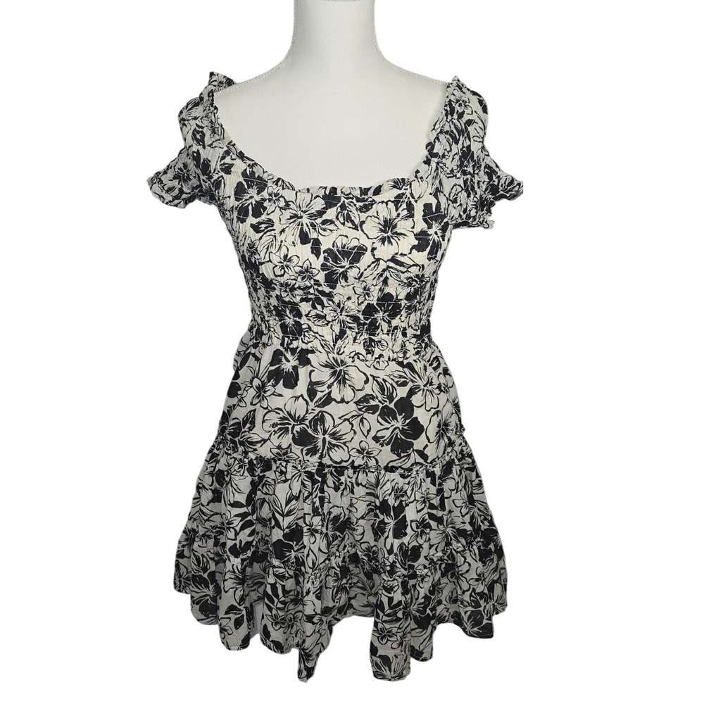 American Eagle Womens NEW SMALL Floral Smocked Mini Dress Cottagecore Boho